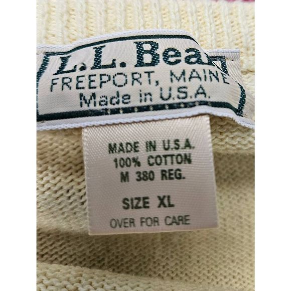 LL Bean Yellow V Neck Sweater Sz XL Cotton Soft Classic Fall Winter - Picture 8 of 10